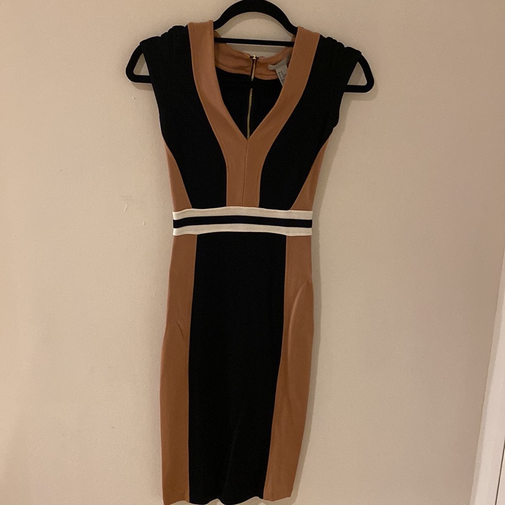 H&M sheath color blocking form fitting dress XS